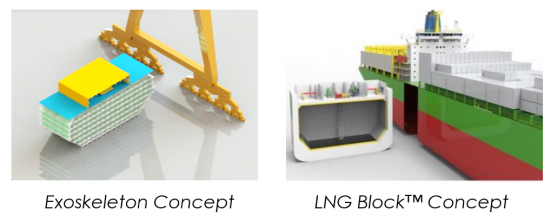 Exosqueleton Concept vs.LNG block concept