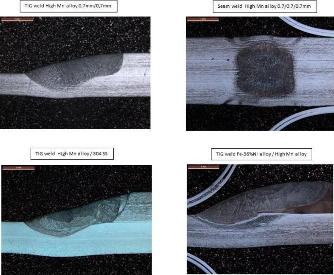 Illustration of welded samples with High Manganese Alloy 