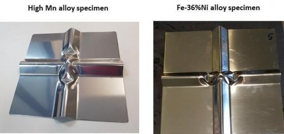 High Manganese alloy and Fe-36%Ni alloy corrugated specimens