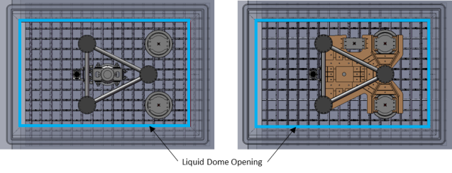 Figure 7 - Rectangular reduce combined dome and pump tower with 2 submerged fuel pumps in 2 sumps